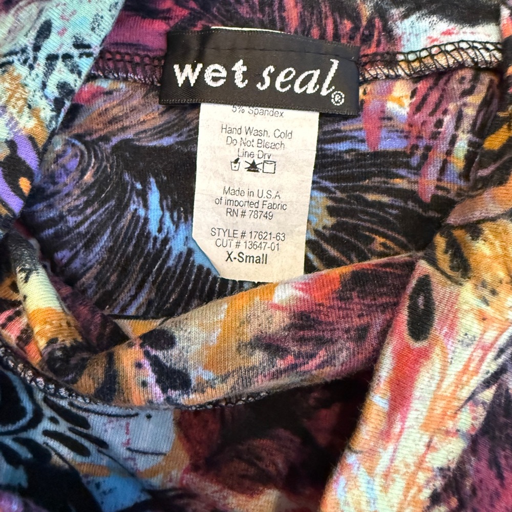 Wet Seal Purple and Orange Mini Y2K BodyCon Skirt - Picture 2 of 2
